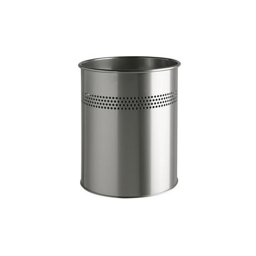 Durable 15 Litre Metal Round Waste Basket With 30mm Decorative